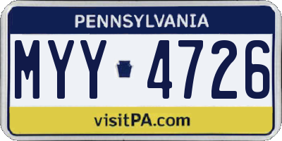 PA license plate MYY4726