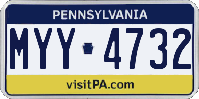 PA license plate MYY4732