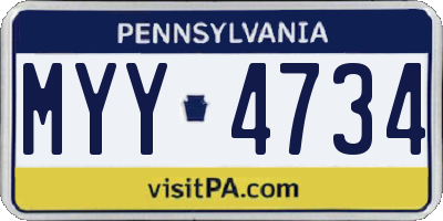 PA license plate MYY4734