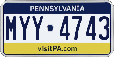 PA license plate MYY4743