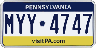 PA license plate MYY4747