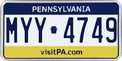PA license plate MYY4749