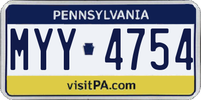 PA license plate MYY4754