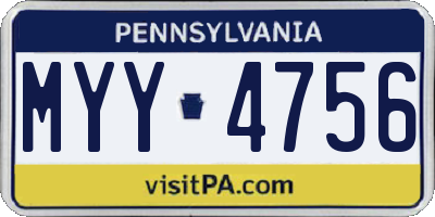 PA license plate MYY4756