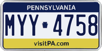 PA license plate MYY4758