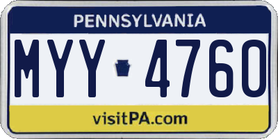 PA license plate MYY4760