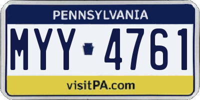 PA license plate MYY4761