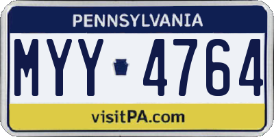 PA license plate MYY4764