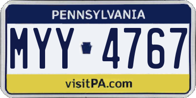 PA license plate MYY4767