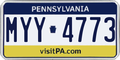 PA license plate MYY4773