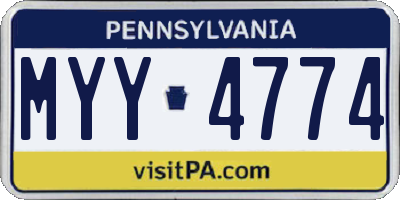 PA license plate MYY4774