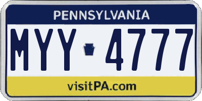 PA license plate MYY4777