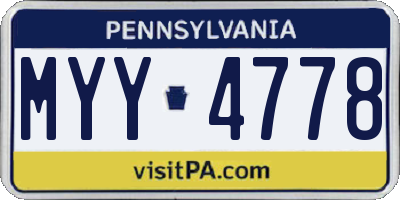 PA license plate MYY4778