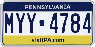 PA license plate MYY4784