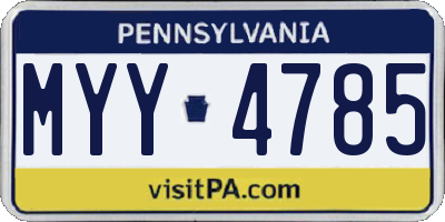 PA license plate MYY4785