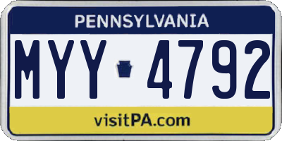 PA license plate MYY4792