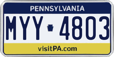 PA license plate MYY4803