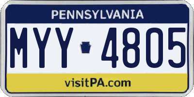 PA license plate MYY4805