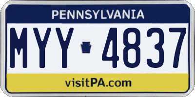 PA license plate MYY4837