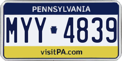 PA license plate MYY4839
