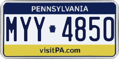 PA license plate MYY4850