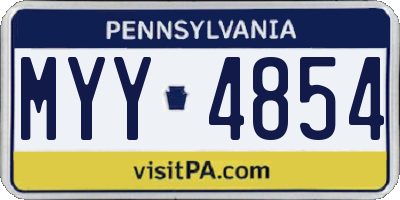 PA license plate MYY4854