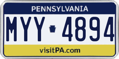 PA license plate MYY4894