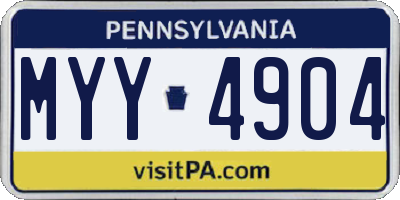 PA license plate MYY4904