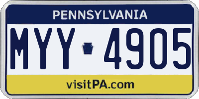 PA license plate MYY4905