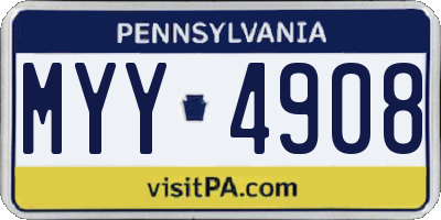 PA license plate MYY4908