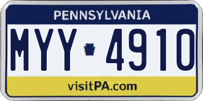PA license plate MYY4910