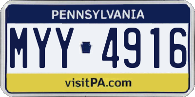 PA license plate MYY4916
