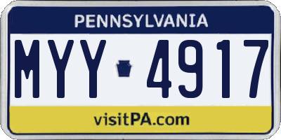 PA license plate MYY4917
