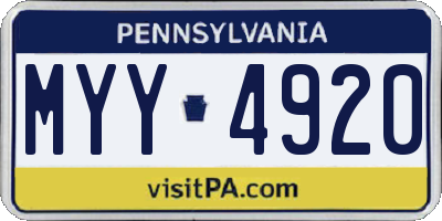 PA license plate MYY4920