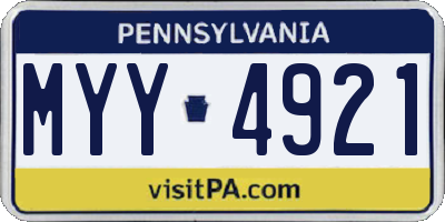 PA license plate MYY4921