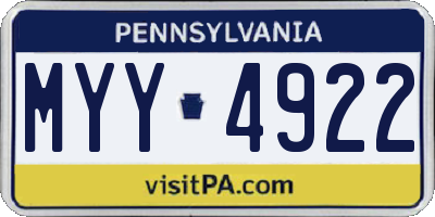 PA license plate MYY4922