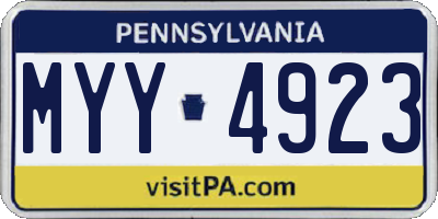 PA license plate MYY4923