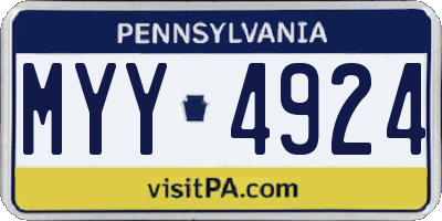 PA license plate MYY4924