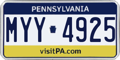 PA license plate MYY4925