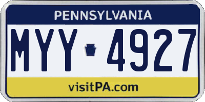 PA license plate MYY4927