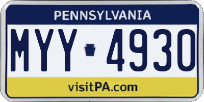 PA license plate MYY4930