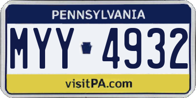 PA license plate MYY4932