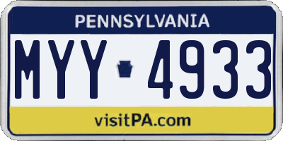 PA license plate MYY4933