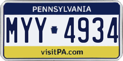 PA license plate MYY4934