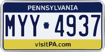 PA license plate MYY4937