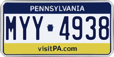 PA license plate MYY4938