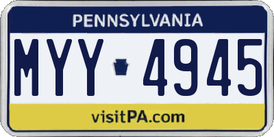 PA license plate MYY4945