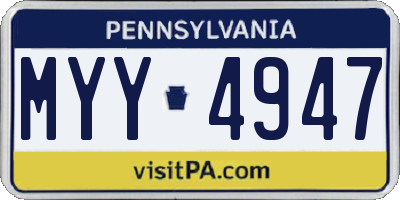 PA license plate MYY4947