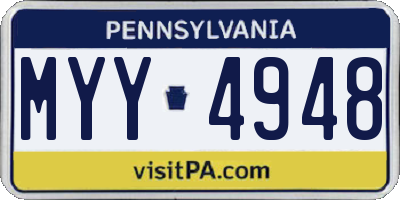 PA license plate MYY4948