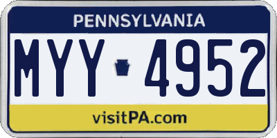 PA license plate MYY4952